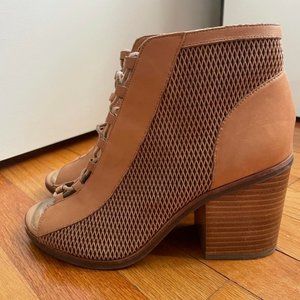 Brown ALDO Lace Up Open Toe Boots 8.5